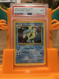 Pokemon TCG Gyarados Holo Rare Card Base Set 6/102 PSA 9 NM-MT - Image 1