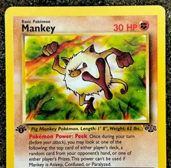 *1st Edition* Unlimited Common ORIGINAL MANKEY POKEMON CARD, VINTAGE, NM/M - Image 3