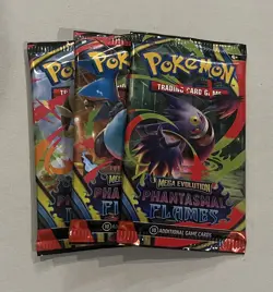 Pokemon Mega Evolution Phantasmal Flames 3 Booster Packs(10 cards/Pack) Unopened - Image 1