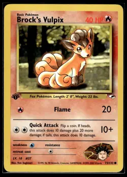 Pokemon TCG Brock’s Vulpix 1st Edition - Gym Heroes #73 Basic/Common - Image 1