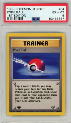 1999 POKEMON JUNGLE #64 POKEBALL PSA 6 EX MINT 1st Edition - Image 1
