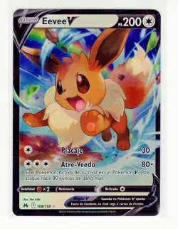 1x ~ESP~ SPANISH Eevee V 108/159 Crown Zenith Pokemon Card (z1) - Image 1