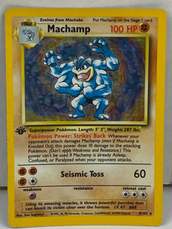Machamp 1st Edition 8/102 Pokemon Card Unlimited Base Set 1999 Holo Rare M1 - Image 1