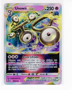 1x ~ESP~ SPANISH Unown VAstro Silver Tempest Pokemon Card 066/195 (REFST) - Image 1