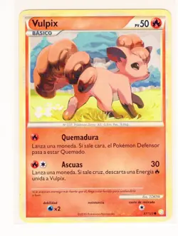 ~ESP~ SPANISH Vulpix 87/123 HGSS HeartGold Soulsilver Pokemon Card (LB1) - Image 1