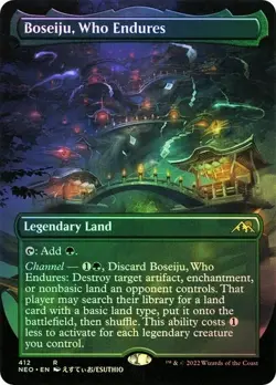 MTG FOIL Boseiju, Who Endures Borderless - Kamigawa: Neon Dynasty #412 - Image 1