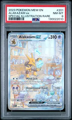 2023 POKEMON MEW EN-151 SPECIAL ILLUSTRATION RARE #201 ALAKAZAM EX PSA 8 - Image 1