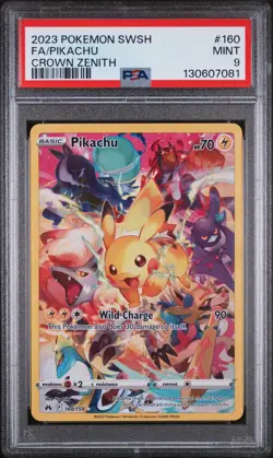 2023 POKEMON SWORD & SHIELD CROWN ZENITH #160 FULL ART/PIKACHU PSA 9 - Image 1