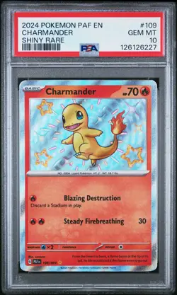 2024 POKEMON PAF EN-PALDEAN FATES SHINY RARE #109 CHARMANDER PSA 10 - Image 1