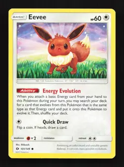 Eevee 101/149 LP Sun & Moon English Pokemon Card TCG - Image 1