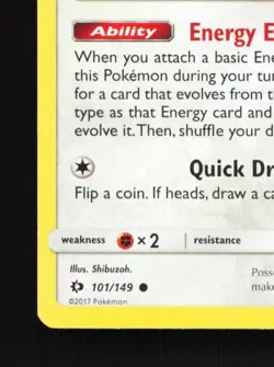 Eevee 101/149 LP Sun & Moon English Pokemon Card TCG - Image 2