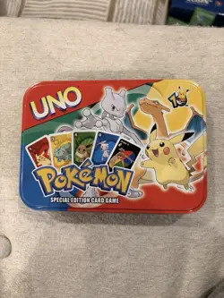 RARE Pokemon USED DECKS Uno 10th Anniversary Cards 2006 Low Pop W/ Tin FULL SET - Image 1