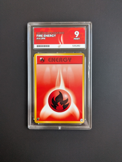 Graded ACE 9 Pokemon card Slab - Fire Energy #14 - Chikorita Half Deck - 2001 - Image 1