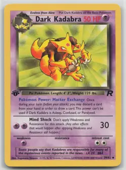 1st Edition Vintage Pokemon Card Dark Kadabra Uncommon Team Rocket 39/82 VLP - Image 1