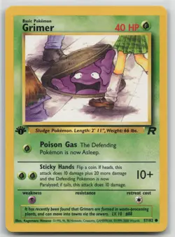 1st Edition Vintage Pokemon Card Grimer Common Team Rocket 57/82 VLP - Image 1
