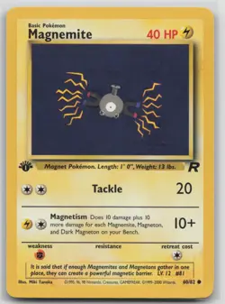 1st Edition Vintage Pokemon Card Magnemite Common Team Rocket 60/82 VLP - Image 1