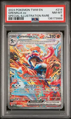 2024 POKEMON TWM EN-TWILIGHT MASQUERADE #214 GRENINJA EX PSA 8 - Image 1