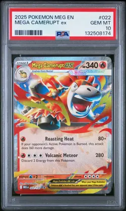 2025 POKEMON MEG EN-MEGA EVOLUTION #022 MEGA CAMERUPT EX PSA 10 - Image 1