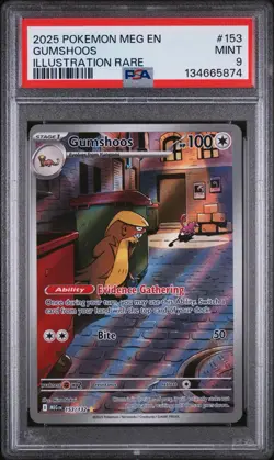 Pokemon TCG Gumshoos 153/132 Me01 Mega Evolution Illustration Rare Holo PSA 9 - Image 1