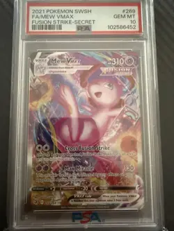 Pokemon TCG SWSH: Fusion Strike Mew VMAX 269/264 Alt Art Secret Rare PSA 10 GM - Image 1
