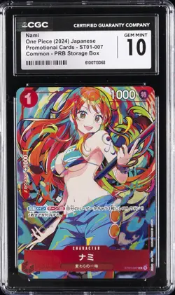 2024 ONE PIECE JPN PROMO CARDS COMMON PRB STORAGE BOX NAMI CGC 10 GEM MINT - Image 1