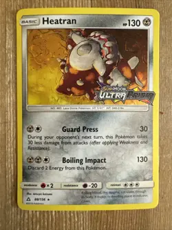 Heatran 88/156 Holo Sun & Moon Ultra Prism Stamped Promo Pokemon Card NM/VLP - Image 1
