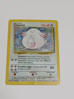 Pokemon Chansey Holo Rare TCG Card Base Set Unlimited 3/102 LP - Image 1