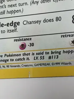 Pokemon Chansey Holo Rare TCG Card Base Set Unlimited 3/102 LP - Image 2
