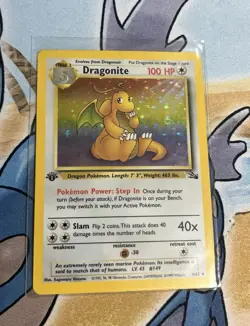 Pokemon TCG Dragonite Fossil Holo Card 4/62 1st Edition Holo Rare, LP Condition - Image 1