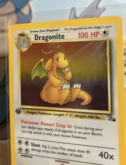 Pokemon TCG Dragonite Fossil Holo Card 4/62 1st Edition Holo Rare, LP Condition - Image 4