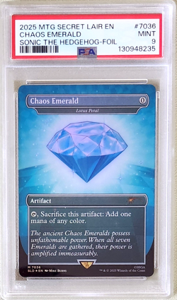 2025 MTG Sonic the Hedgehog Secret Lair EN Blue Chaos Emerald #7036 PSA 9 - Image 1