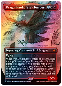 Dragonhawk, Fate's Tempest (Borderless) Bloomburrow Foil- NM/M - Image 1