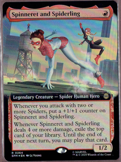 Magic MTG - Spinneret and Spiderling (Extended Art) Marvel's Spider-Man Foil - Image 1