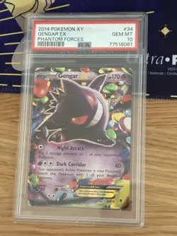 2014 POKEMON XY PHANTOM FORCES #34 GENGAR EX PSA 10 - Image 1