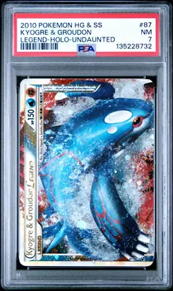 2010 POKEMON HEARTGOLD & SOULSILVER UNDAUNTED KYOGRE & GROUDON LEGEND-HOLO PSA 7 - Image 1