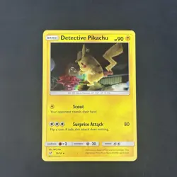 Pokemon TCG Detective Pikachu 10/18 Detective Pikachu Holo Rare LP/MP - Image 1