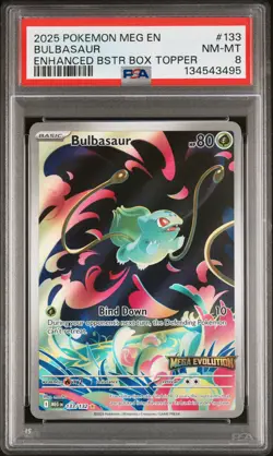 2025 POKEMON MEG EN-MEGA EVOLUTION ENHANCED BOOSTER BOX TOPPER BULBASAUR PSA 8 - Image 1