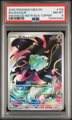 2025 POKEMON MEG EN-MEGA EVOLUTION ENHANCED BOOSTER BOX TOPPER BULBASAUR PSA 8 - Image 1