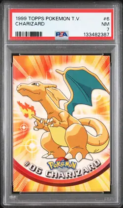 1999 TOPPS POKEMON TV #6 CHARIZARD PSA 7 - Image 1