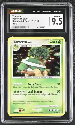 CGC 9.5 MINT+ Torterra 2007 Diamond & Pearl 17/130 Holo Pokemon Card - Image 1