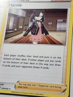 EXCLUSIVE Marnie 169/202 NM / M RARE Non Holo Variant Sword Shield Pokemon Card - Image 2