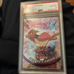 PSA 10 GEM MINT SPEAROW # 21 Topps Chrome HOLO RARE Series 1 Pokemon Card - Image 1