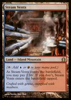 2012 Magic the Gathering MTG #247 Steam Vents - Land - Island Mountain - Image 1