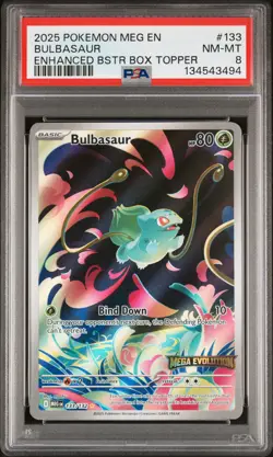 2025 POKEMON MEG EN-MEGA EVOLUTION ENHANCED BOOSTER BOX TOPPER BULBASAUR PSA 8 - Image 1