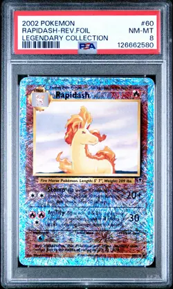 2002 POKEMON LEGENDARY COLLECTION #60 RAPIDASH-REVERSE FOIL PSA 8 - Image 1