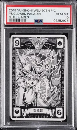 2018 YU-GI-OH! WEEKLY SHONEN JUMP 50TH 9 OF SPADES DARK PALADIN/YAMI YUGI PSA 10 - Image 1