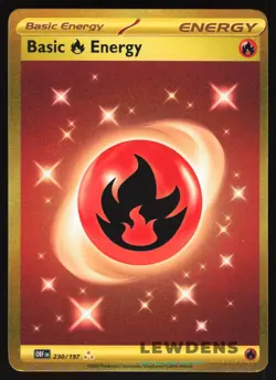 Basic Fire Energy - 230/197 - Gold Secret Rare - Obsidian Flames Pokemon Card 3 - Image 1