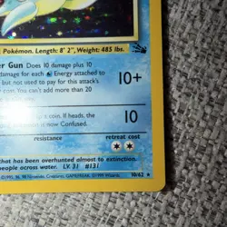 Pokemon TCG Lapras Holo Rare Card 10/62 Fossil 1999 Vintage - Image 3