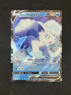 Alolan Vulpix V 033/195 SWSH Silver Tempest Ultra Rare Holo Pokemon TCG 2022 NM - Image 1