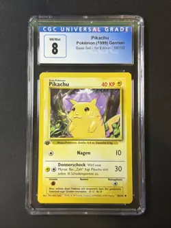 CGC 8 - Pikachu (German) - Pokemon TGC 1999 Base Set - 1st Edition - #58/102 - Image 1